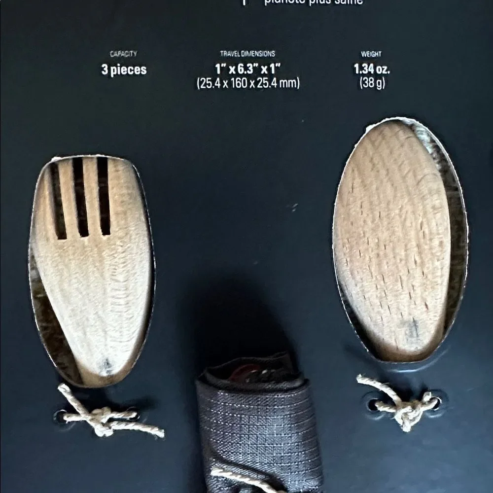 EB GSI Outdoors RAKAU Wooden Cutlery Set for Hiking Work School Lunch Travel